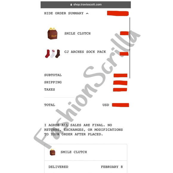 Travis Scott x McDonald’s Happy Meal Brown and Yellow Smile Clutch - Picture 5 of 15